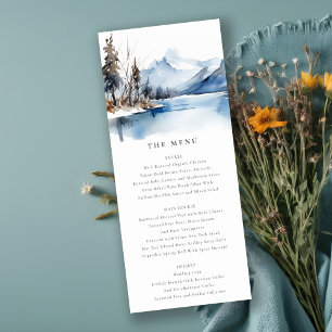 Convite Menu de Casamento do Terreno do Lago Mountain Wint