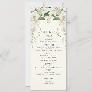 Convite Menu de Casamento Floral da Lily White Elegante