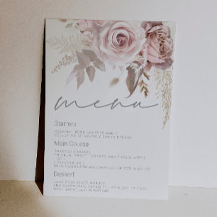 Convite Menu de Casamento Floral Rosa Digital Deslumbrante