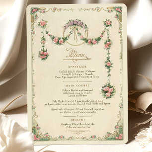 Convite Menu de Casamento Floral Victorian Delicate Garlan