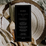 Convite Menu de Casamento Imprimível a Preto Escuro Minima<br><div class="desc">Este cartão de menus preto escuro minimalista é perfeito para um casamento simples. A design romântica moderna apresenta tipografia clássica entre preto e branco. Personalizável em qualquer cor. Mantenha o design simples e elegante, como está, ou personalize-o adicionando seus próprios gráficos e trabalhos de arte. Este menu pode ser usado...</div>