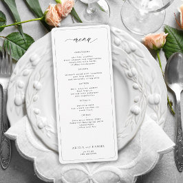 Convite Menu de casamento imprimível, preto e branco, eleg