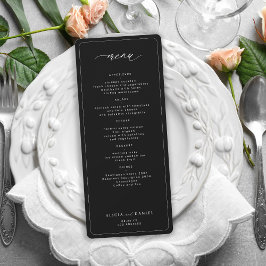 Convite Menu de casamento imprimível preto elegante