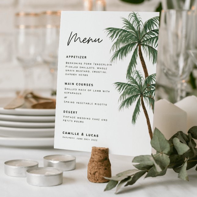 Convite Menu de casamento Minimalista Palmeiras (Criador carregado)