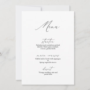 Convite Menu de Casamento Romântico da Caligrafia Moderna