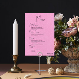 Convite Menu de Casamento Simples de Script Preto Line Ros