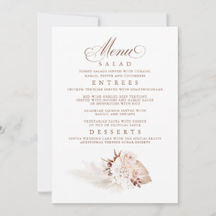 Convite Menu de Casamento Suave Elegante Pampas Grass