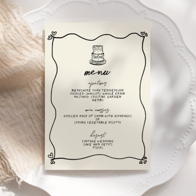 Convite Menu de Casamento Whimsical com Letras Manuscritas (Criador carregado)