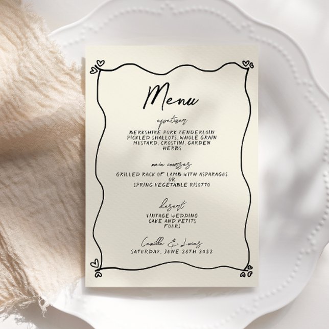 Convite Menu de Casamento Whimsical com Letras Manuscritas (Criador carregado)