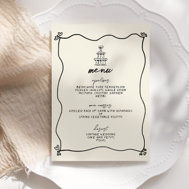 Convite Menu de Casamento Whimsical com Letras Manuscritas (Criador carregado)