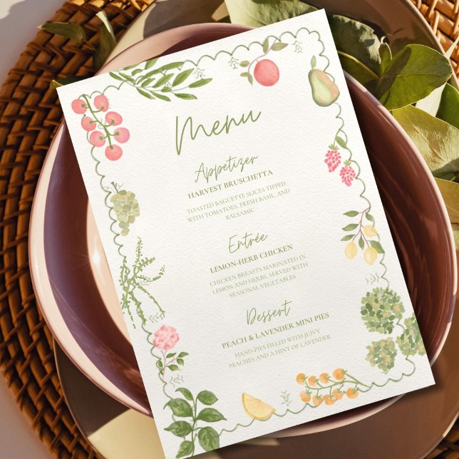 Convite Menu de Chá de Panela Fresh off the Market (Criador carregado)