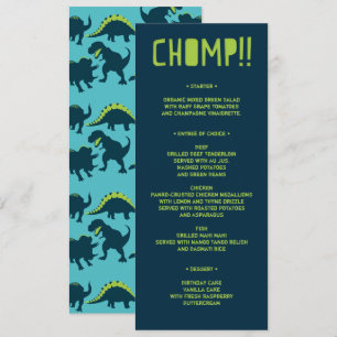 Convite Menu de Festa de aniversário do Dinossauro Moderno