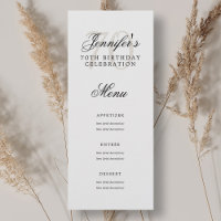 Menu de Festa de aniversário Elegante - Branco pre