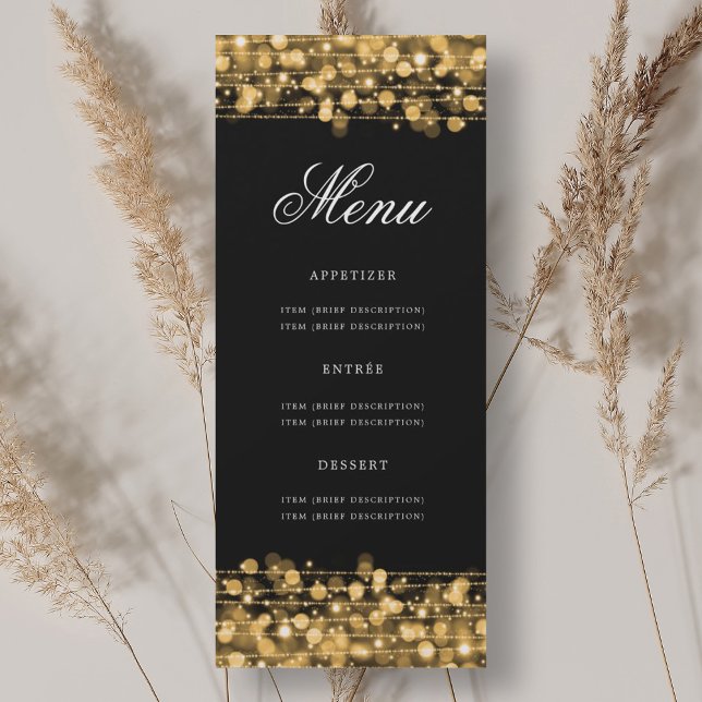 Convite Menu de Festa de aniversário Elegante Dourado (Elegant 70th Birthday Party Menu Gold Invitation)