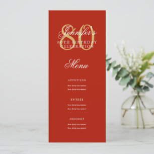 Convite Menu de Festa de aniversário Elegante - Vermelho D