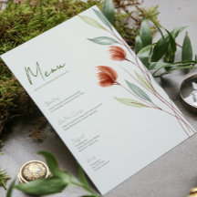 Menu de Flores Aquarela Verde Pastel