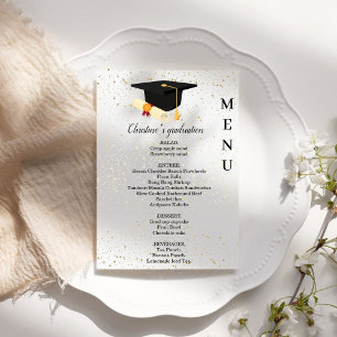 Convite Menu de janta de Festa de formatura Whimsical Mini