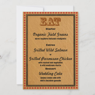Convite Menu de Jantar da Festa de Recepção ao Estilo Ocid