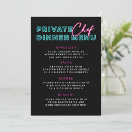 Convite Menu de Janto de Chef Privado Neon Blue & Pink