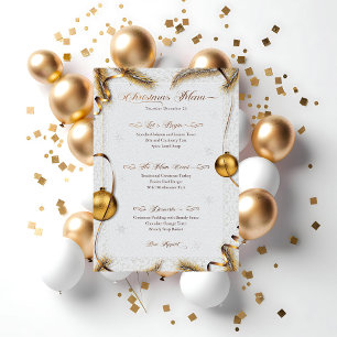 Convite Menu de Janto de Natal Dourado e Branco