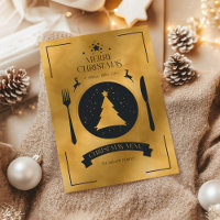 Menu de Janto de Natal Dourado e Preto Festivo