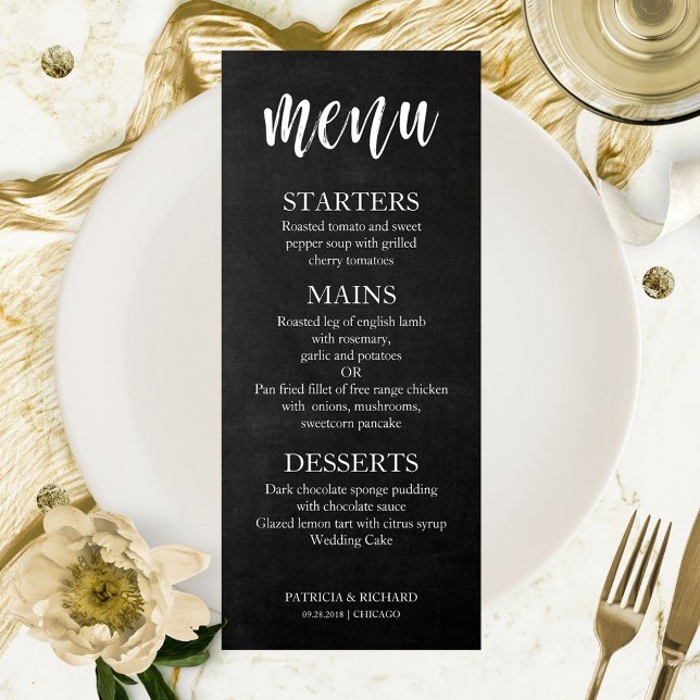 Convite Menu de Lousa Preto e Branco (Criador carregado)