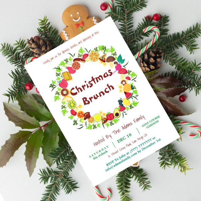 Convite Menu de Natal de Frutas e Legumes Frescos (Criador carregado)
