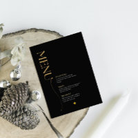 Menu de Natal Dourado, branco e preto minimalista