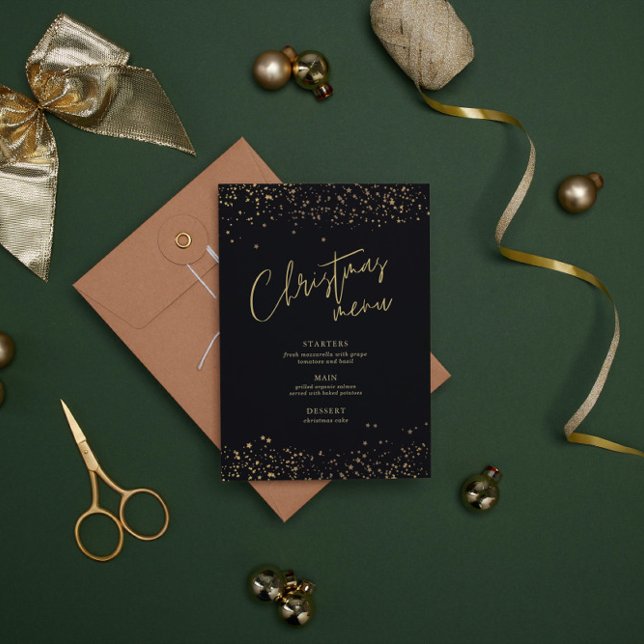 Convite Menu de Natal Dourado e Preto minimalista (Criador carregado)