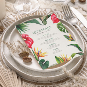 Convite Menu de quadro do Flores para casamentos tropical