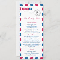 Menu de Recepção de casamento de correio aéreo