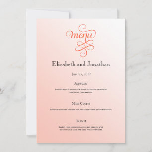 Convite Menu de Recepção de casamento de Melão Suave
