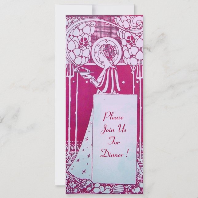 Convite MENU DE RESTAURANTE MONOGRAMA Rosa Branco Jantar,  (Frente)