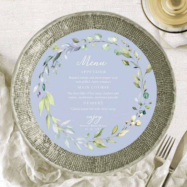 Convite Menu do Círculo do Chá de panela Eucalyptus - Verd (Criador carregado)