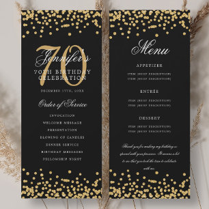 Convite Menu do Programa de Aniversário de 70 anos Obrigad