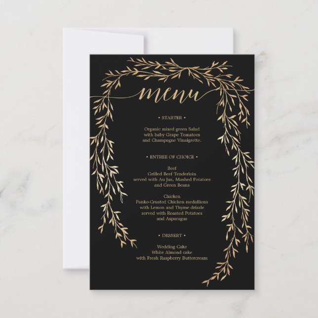 Convite Menu Dourado Casamento Glamoroso (Frente)