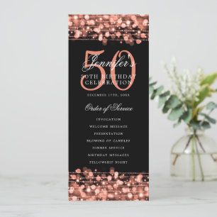 Convite Menu Dourado do 50º Programa de Festa de aniversár