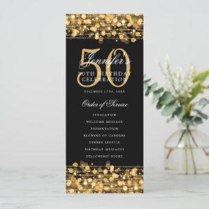 Convite Menu Dourado do Programa de Aniversário 50 da Eleg