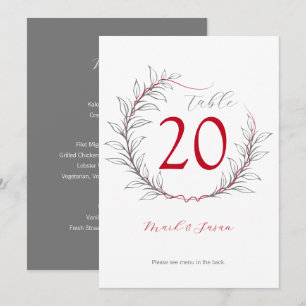 Convite Menu e Número da Tabela de Casamento Moderno (Cinz