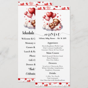 Convite Menu e Programa do Chá de Bebê do Urso do Dia dos 