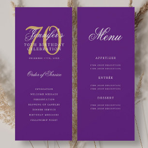 Convite Menu Elegante do Programa de Aniversário do 70 Dou