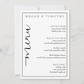 Convite Menu Elegante para Casamento