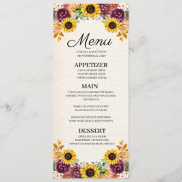 Convite Menu floral do casamento do girassol do outono