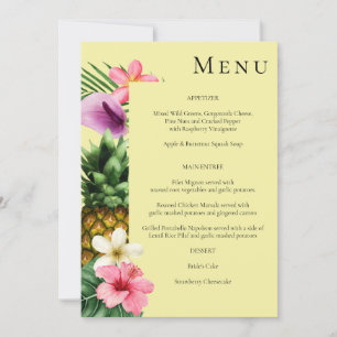 Convite Menu Floral Tropical Havaiana - Amarelo