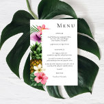 Convite Menu Floral Tropical Havaiana - Branco<br><div class="desc">Celebre seu casamento ou festa sua recepção com estilo e beleza com seu Menu Floral Tropical Havaiana - Menu Branco.</div>