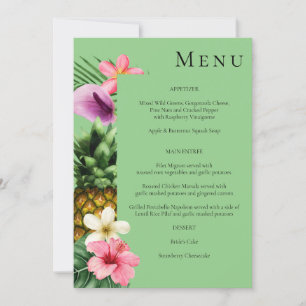 Convite Menu Floral Tropical Havaiana - Verde