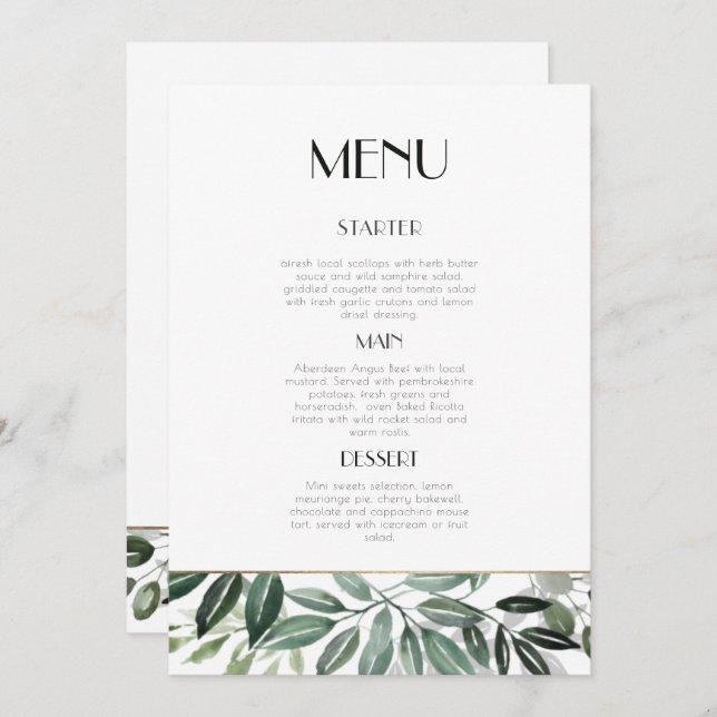 Convite Menu Floresta de Esmeraldas (Frente/Verso)