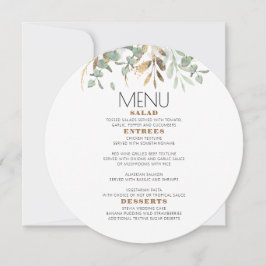 Convite Menu Folhagem do Eucalyptus Foliage, Dourado Verde