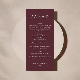 Convite Menu Imprimível do Script Burgundy do Monograma Cl