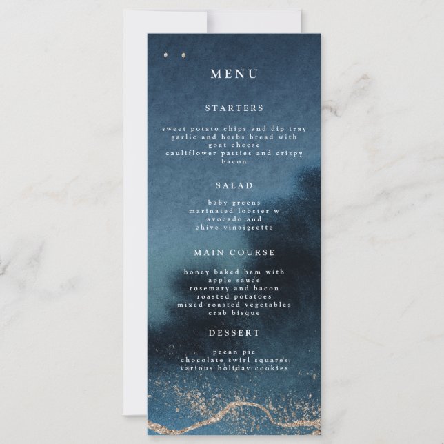 Convite Menu Janto de Casamento da Paisagem Azul (Frente)